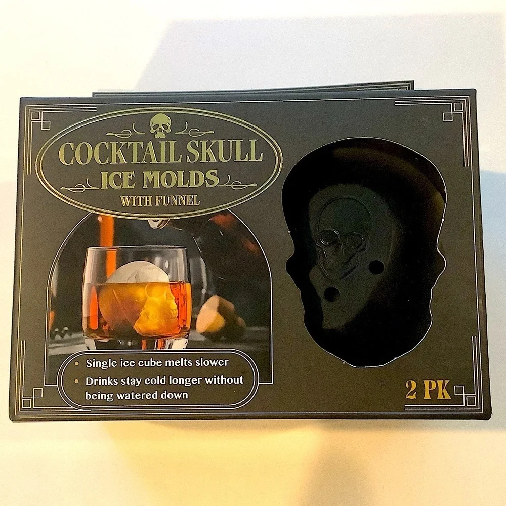 Skull Cocktail Ice Molds Set Of 2 Halloween New